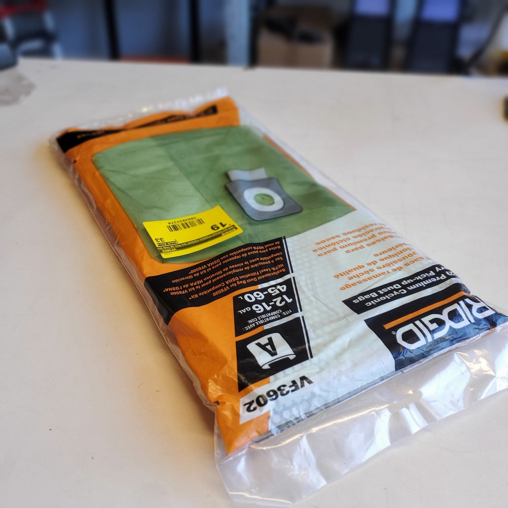 Wet Dry Vacuum Premium Cyclonic Dry Pick-up Only Dust Bags for Select 12-16 Gallon (VF3602) Wet Dry Vacuum Premium Cyclonic Dry Pick-up Only Dust Bags for Select 12-16 Gallon (VF3602)